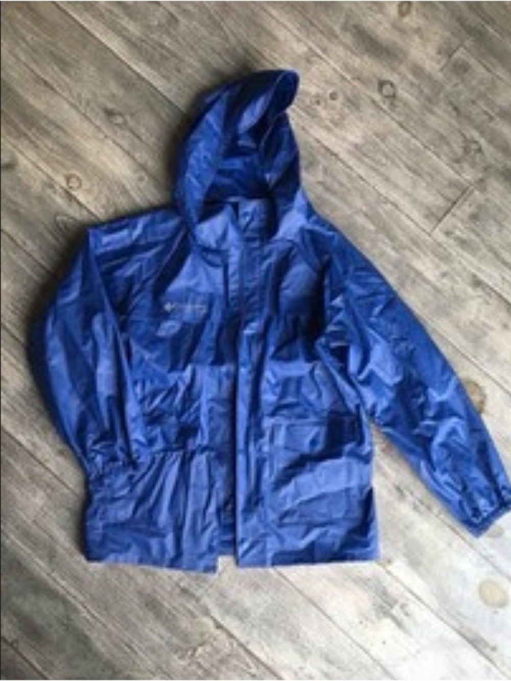 Columbia Youth Large Blue Hooded Rain Jacket